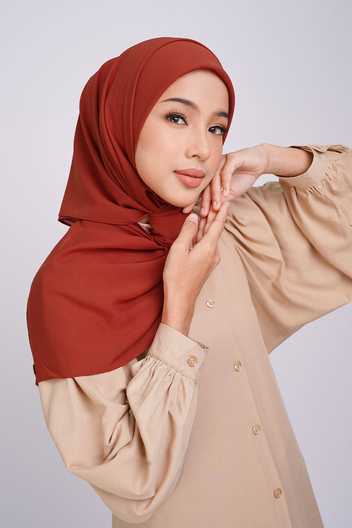 Nur Basic Chiffon Square Burnt Orange