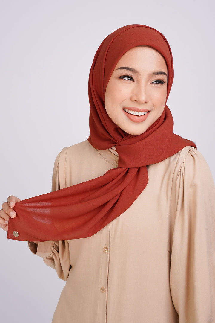 Nur Basic Chiffon Square Burnt Orange