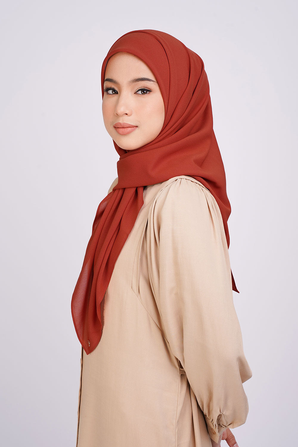 Nur Basic Chiffon Square Burnt Orange