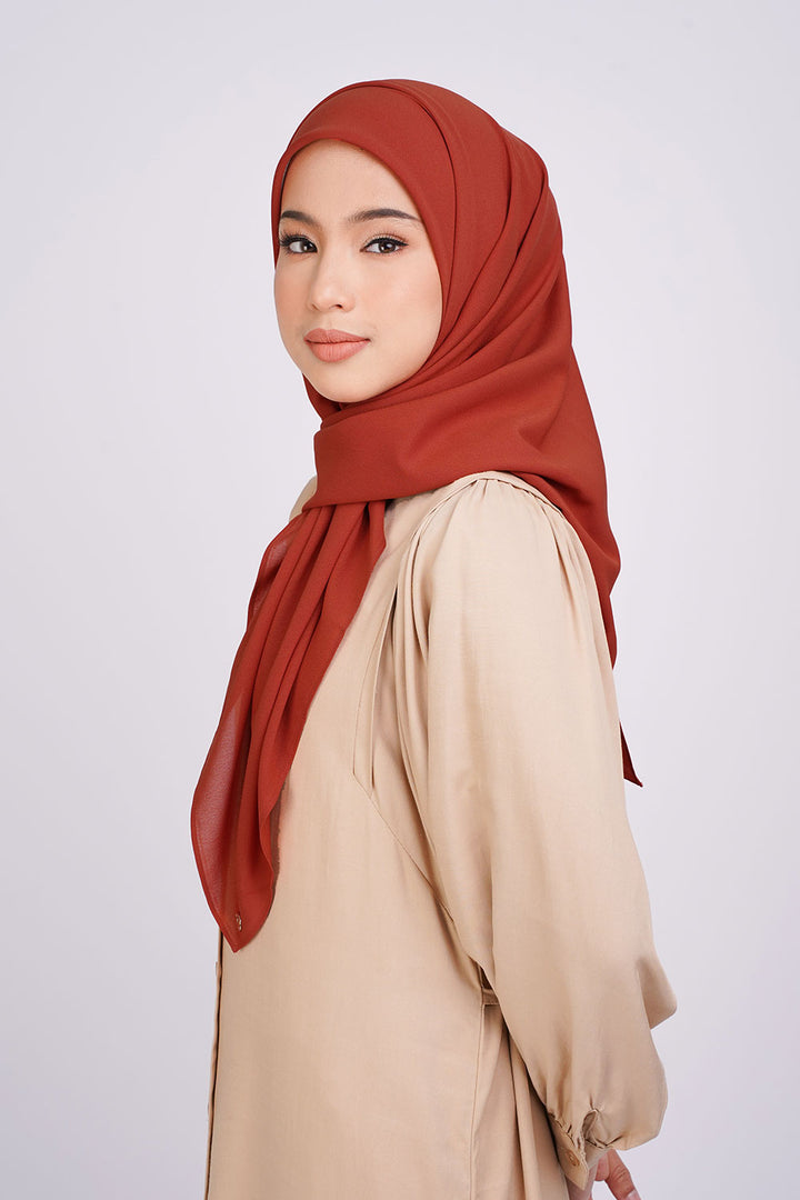 Nur Basic Chiffon Square Burnt Orange