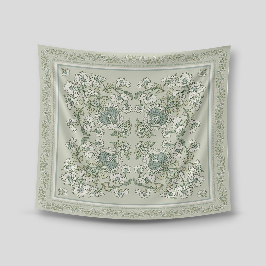 Hyra Satin Printed Square Green