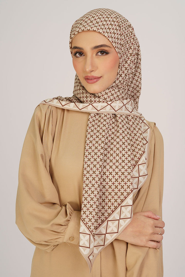 Indira Chiffon Printed Square Brown