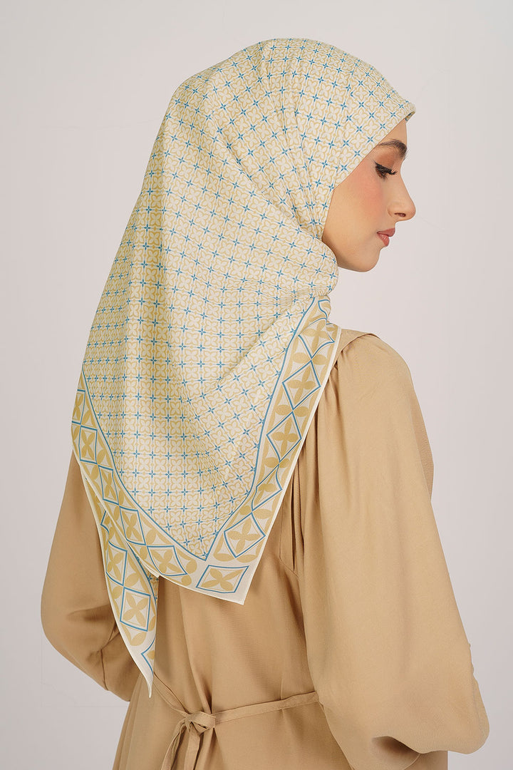 Indira Chiffon Printed Square Yellow