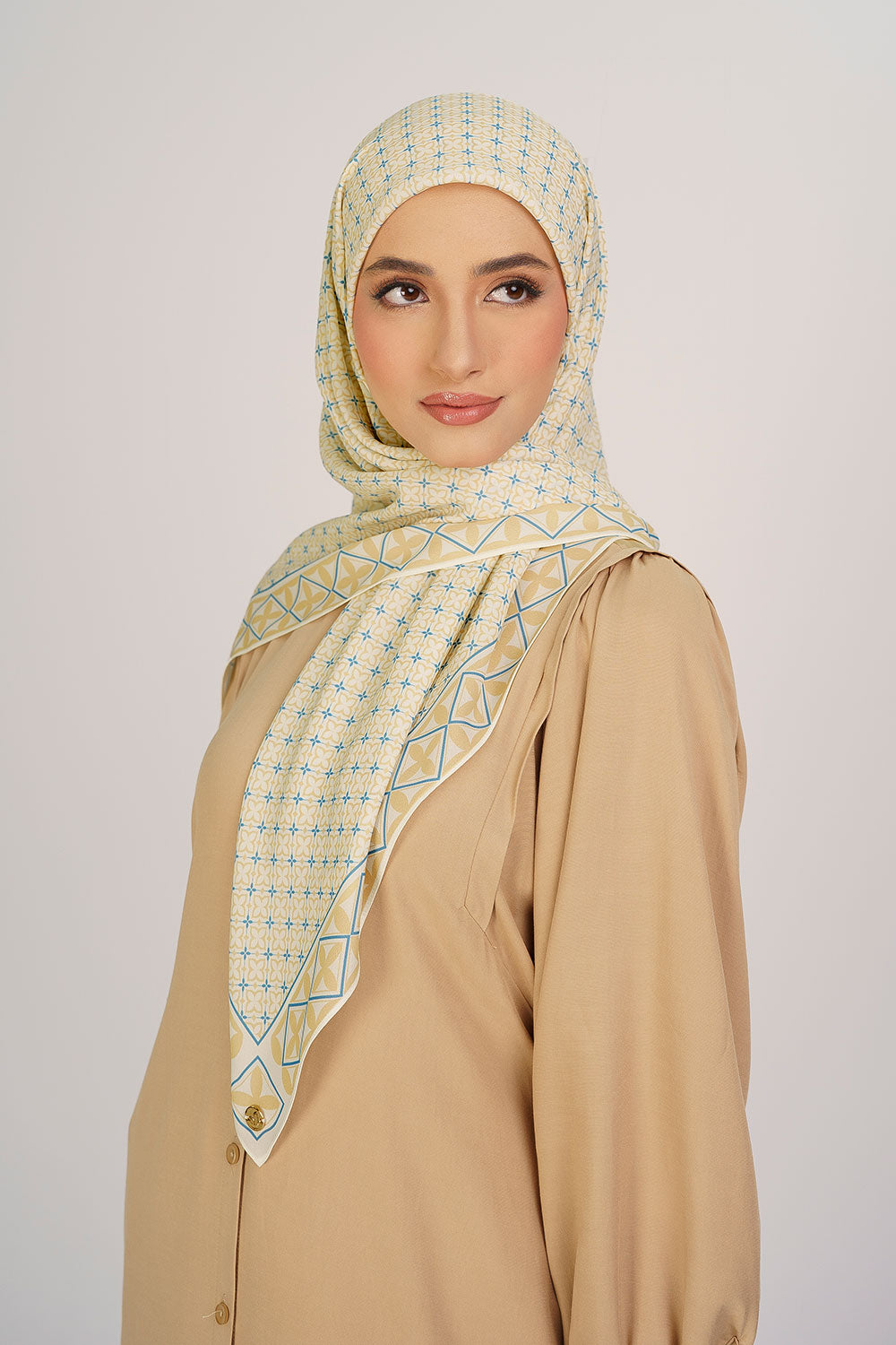 Indira Chiffon Printed Square Yellow