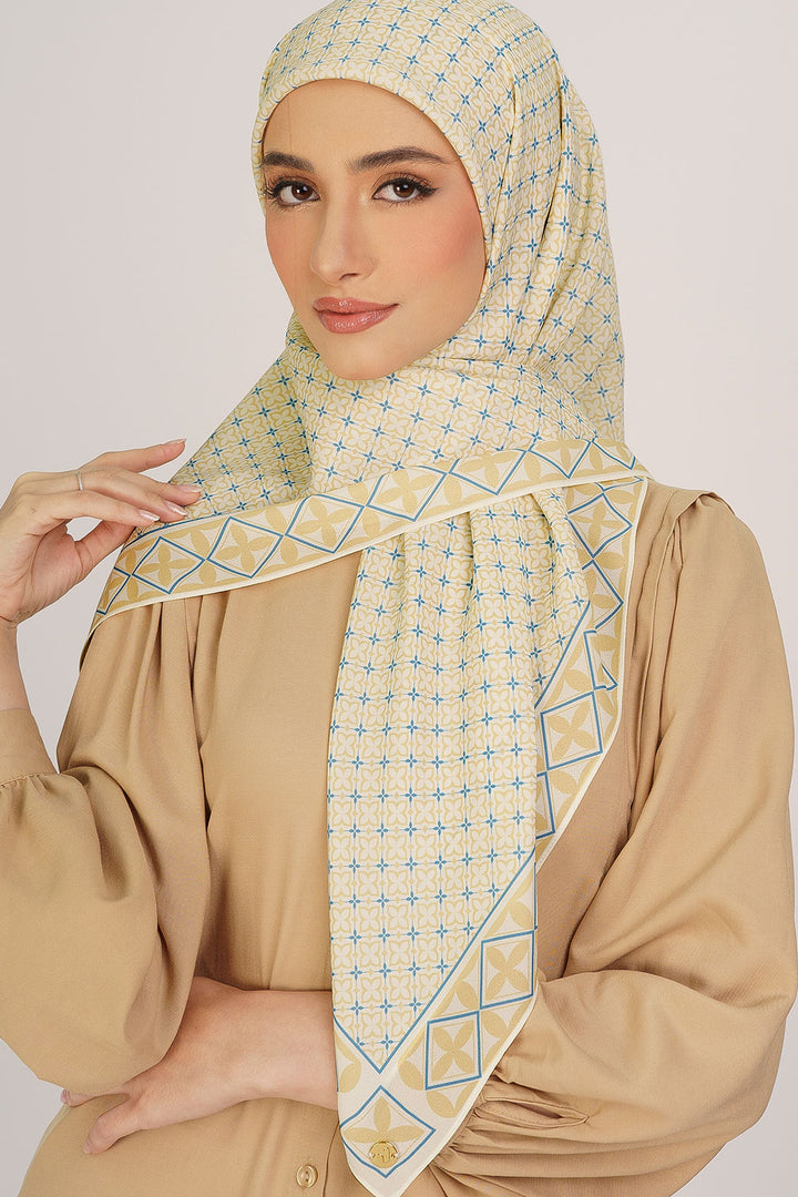 Indira Chiffon Printed Square Yellow
