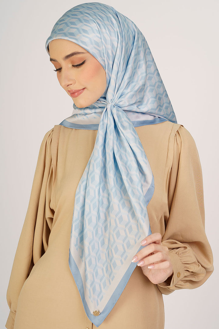 Kyra Satin Printed Square Blue