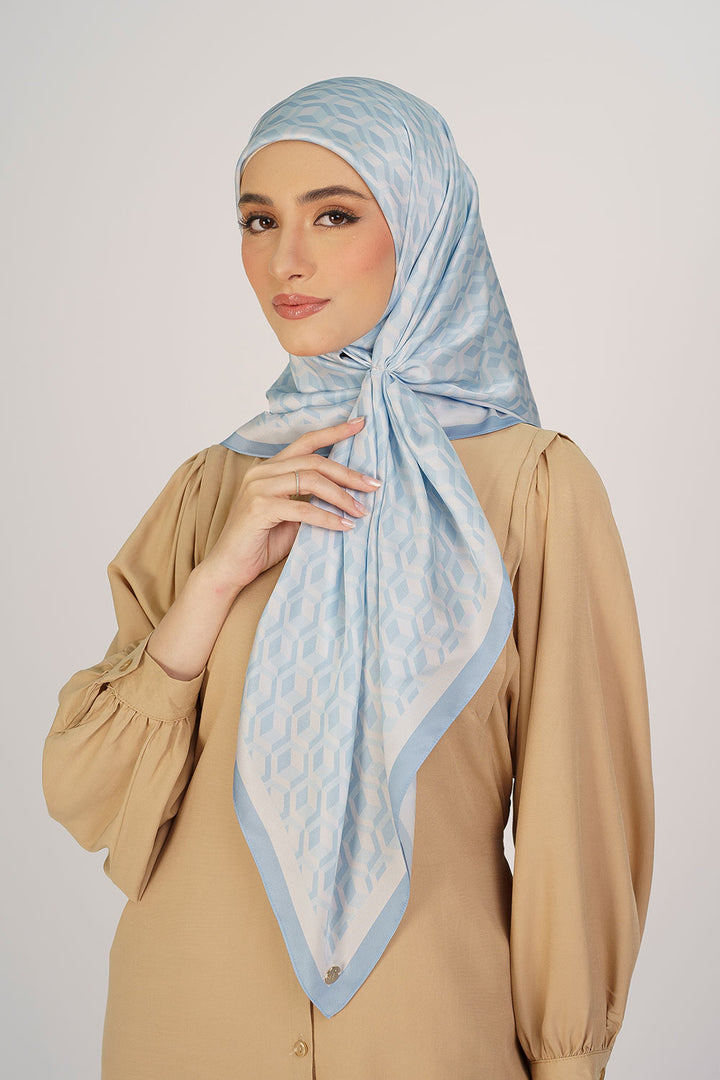 Kyra Satin Printed Square Blue