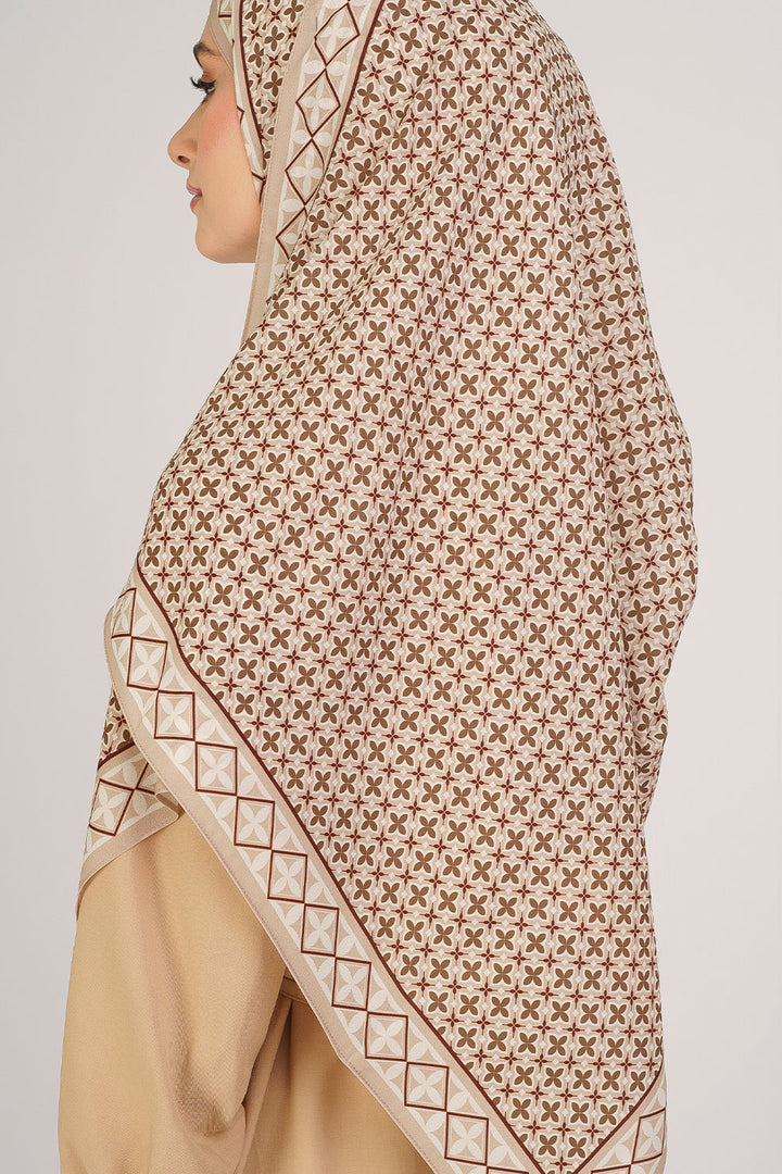 Indira Chiffon Printed Shawl Brown