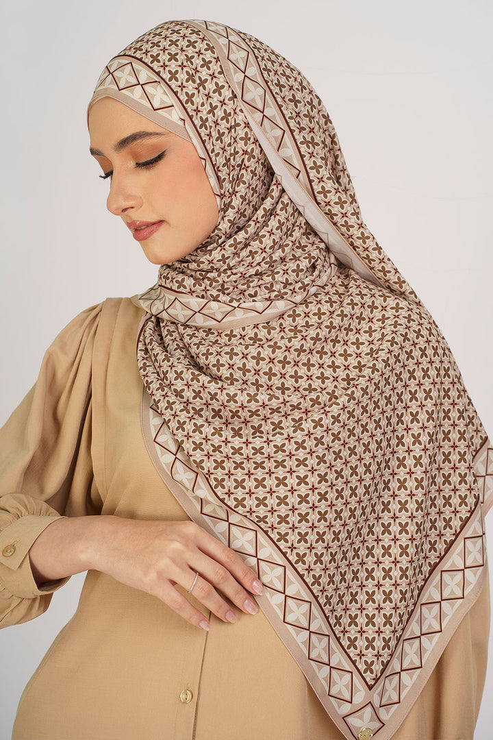 Indira Chiffon Printed Shawl Brown