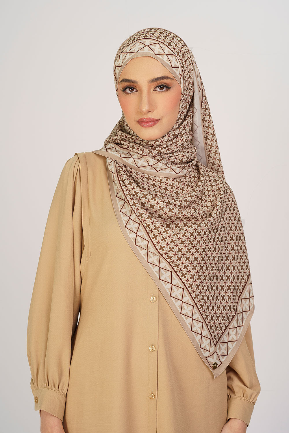 Indira Chiffon Printed Shawl Brown
