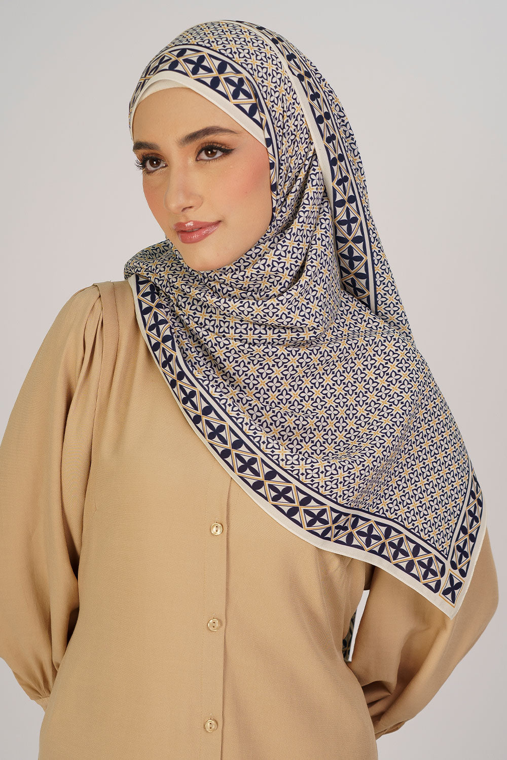 Indira Chiffon Printed Shawl Navy