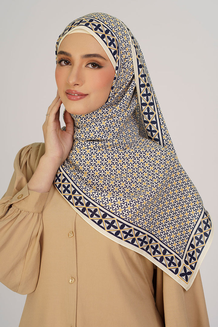 Indira Chiffon Printed Shawl Navy