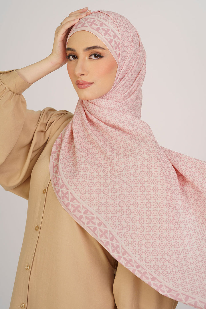 Indira Chiffon Printed Shawl Pink