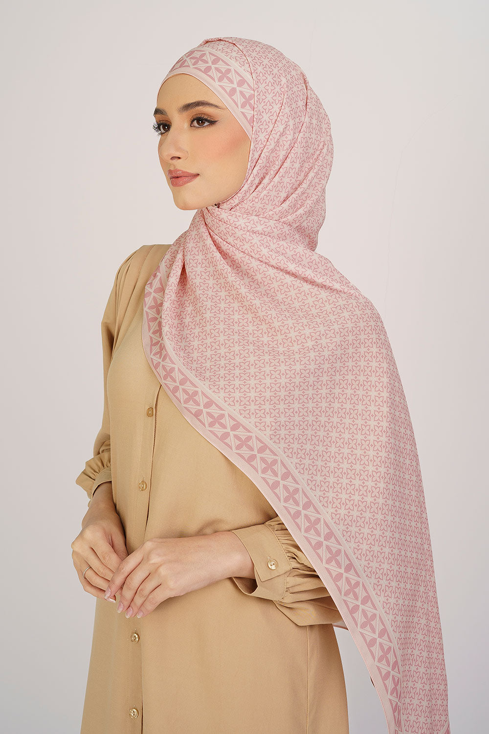 Indira Chiffon Printed Shawl Pink