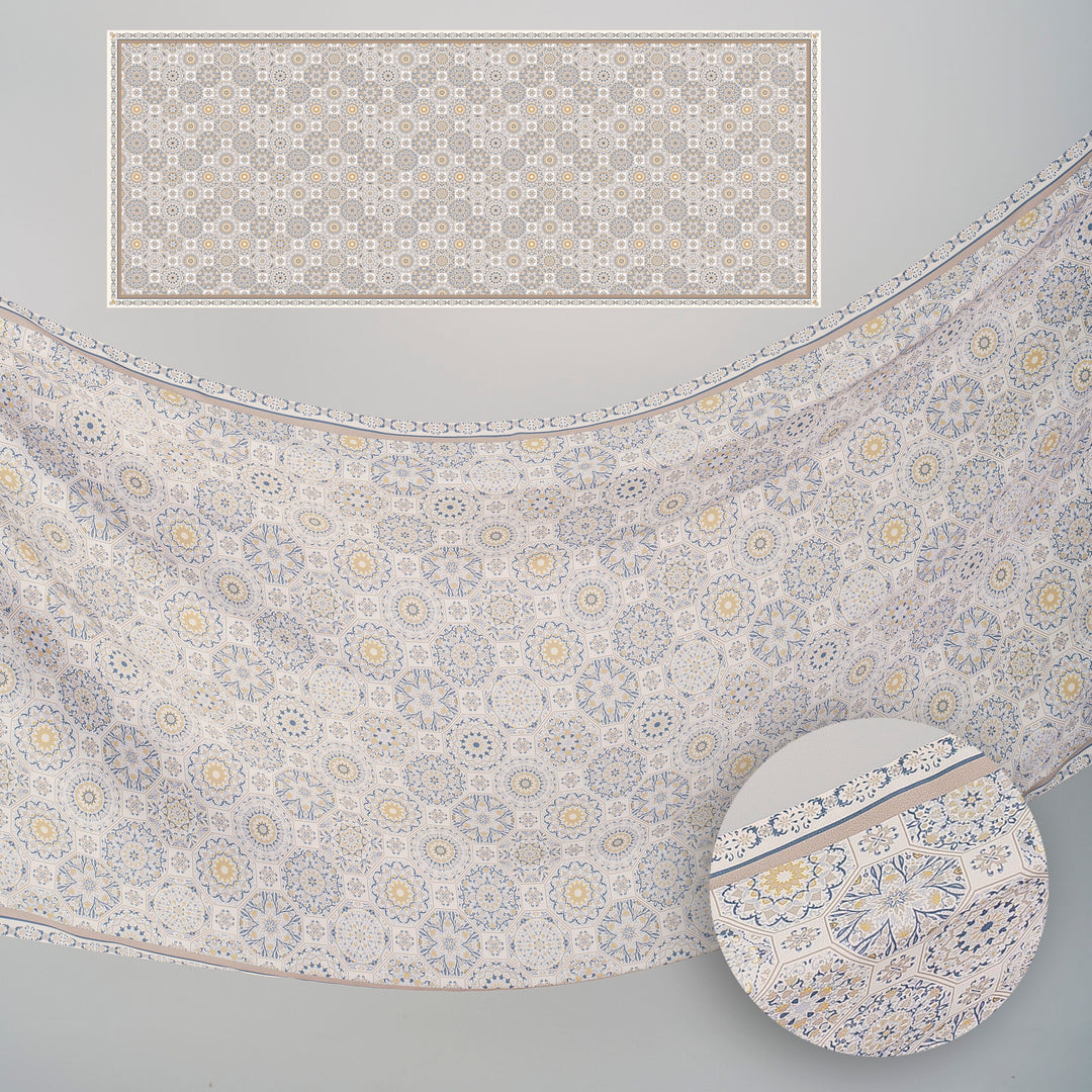 Tanisha Satin Printed Shawl Blue