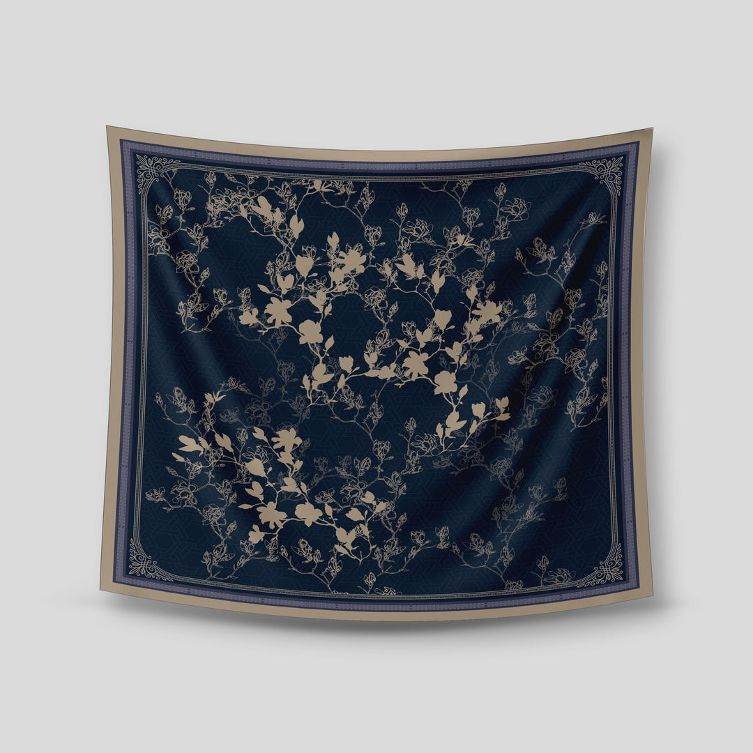 Sherly Satin Printed Square Navy