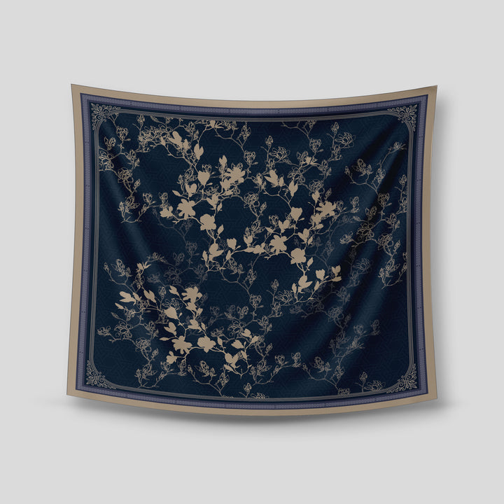 Sherly Satin Printed Square Navy