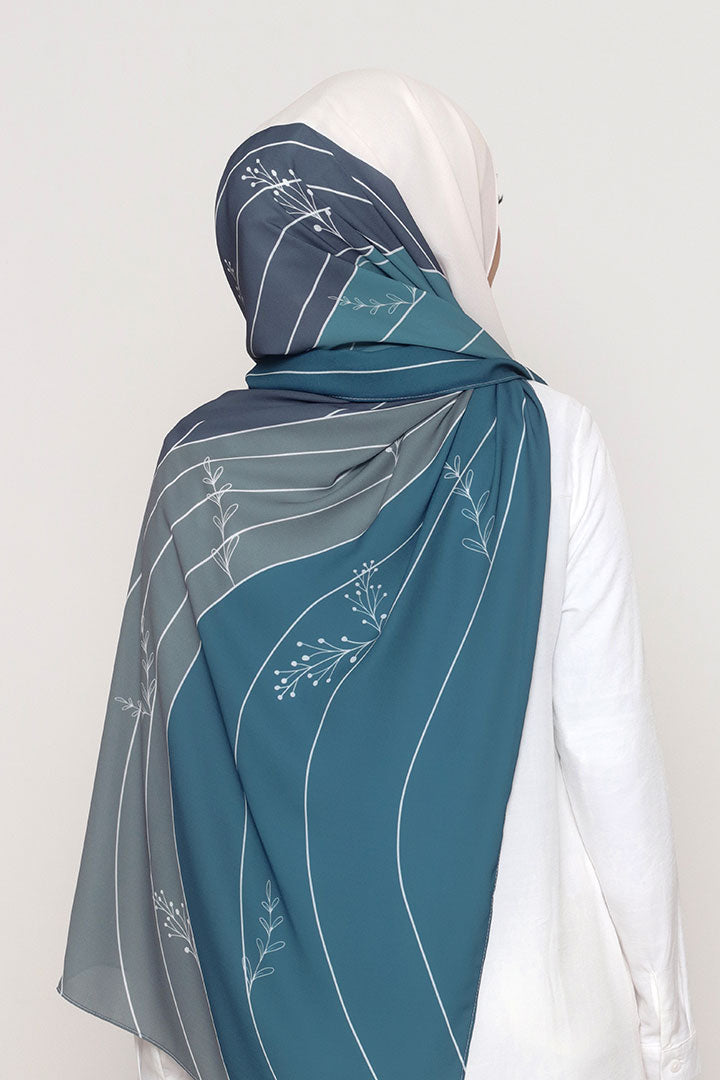 Terra Printed Shawl Teal Blue