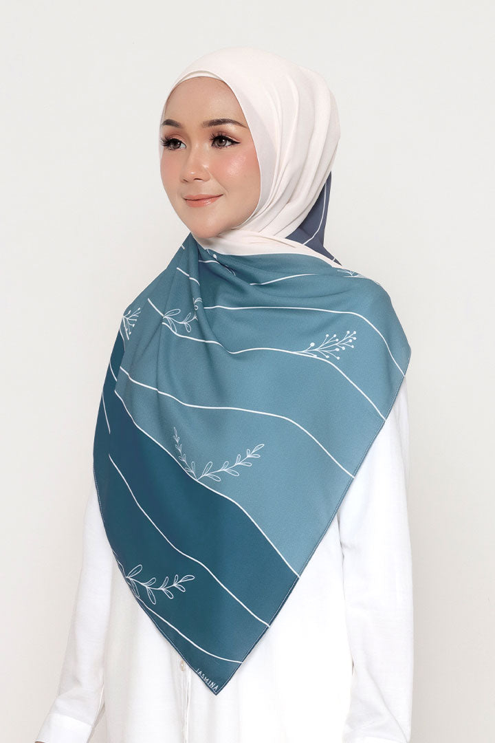 Terra Printed Shawl Teal Blue