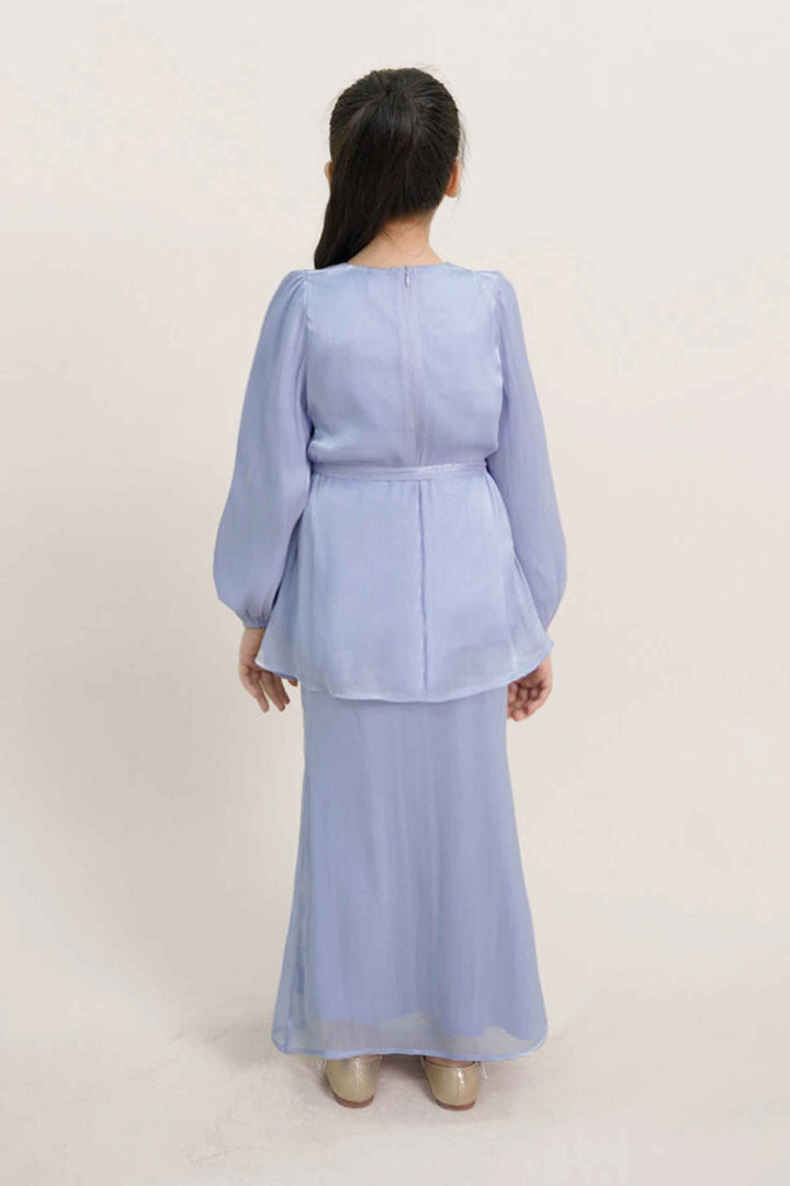 Thea Kids Kurung in Steel Blue