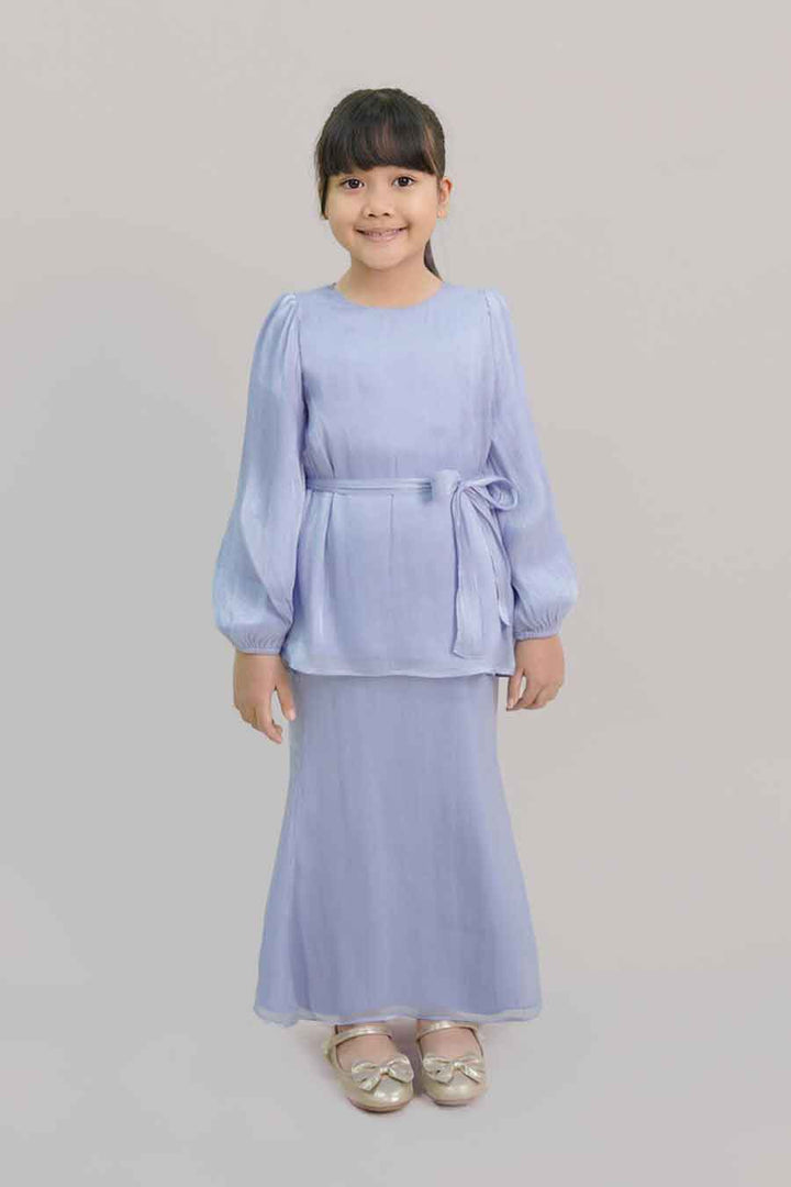 Thea Kids Kurung in Steel Blue