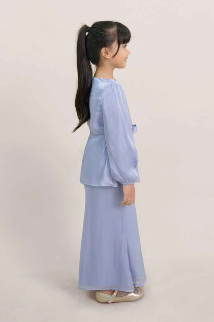 Thea Kids Kurung in Steel Blue