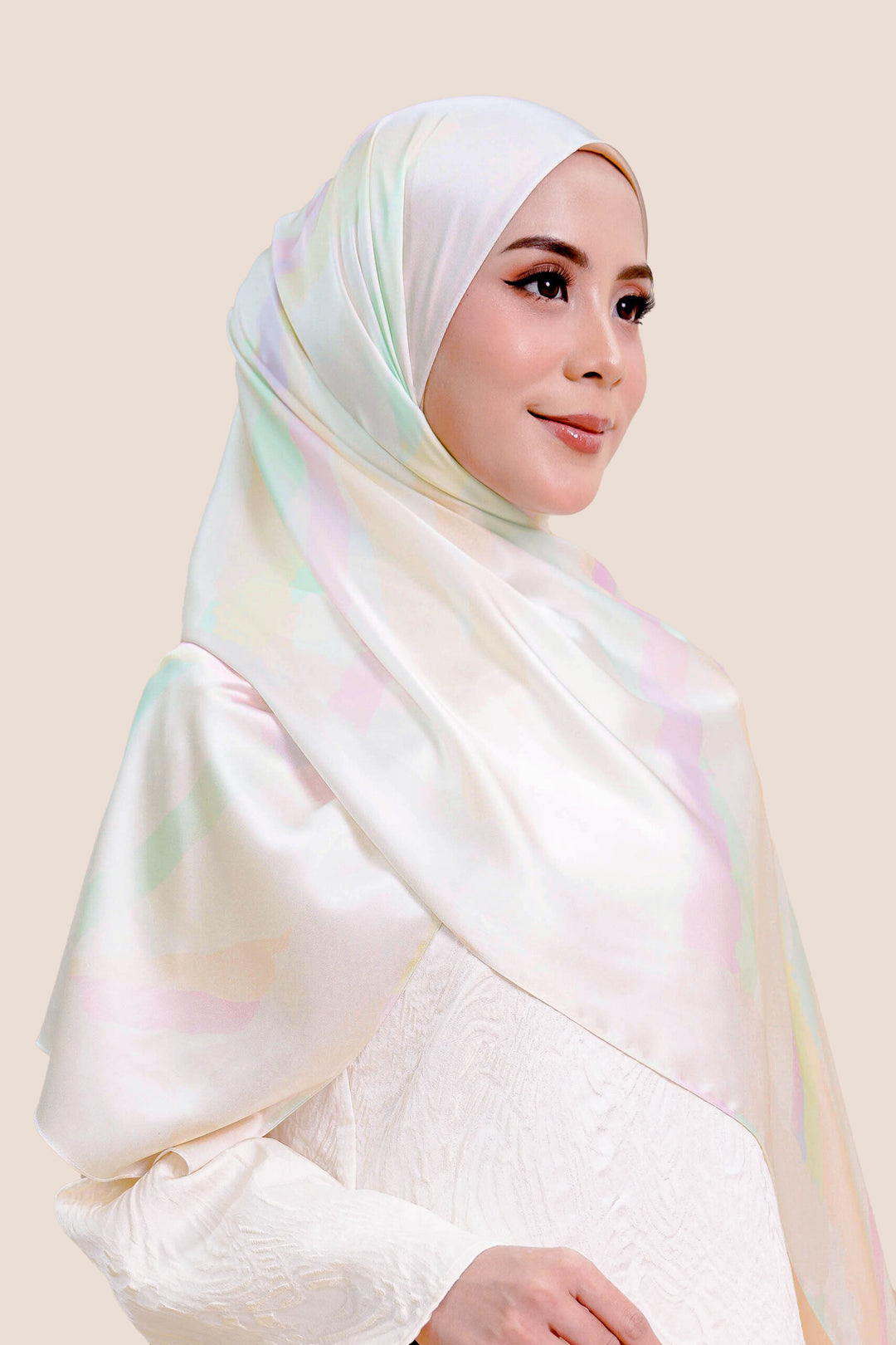 Qaisara Satin Printed Shawl Rainbow
