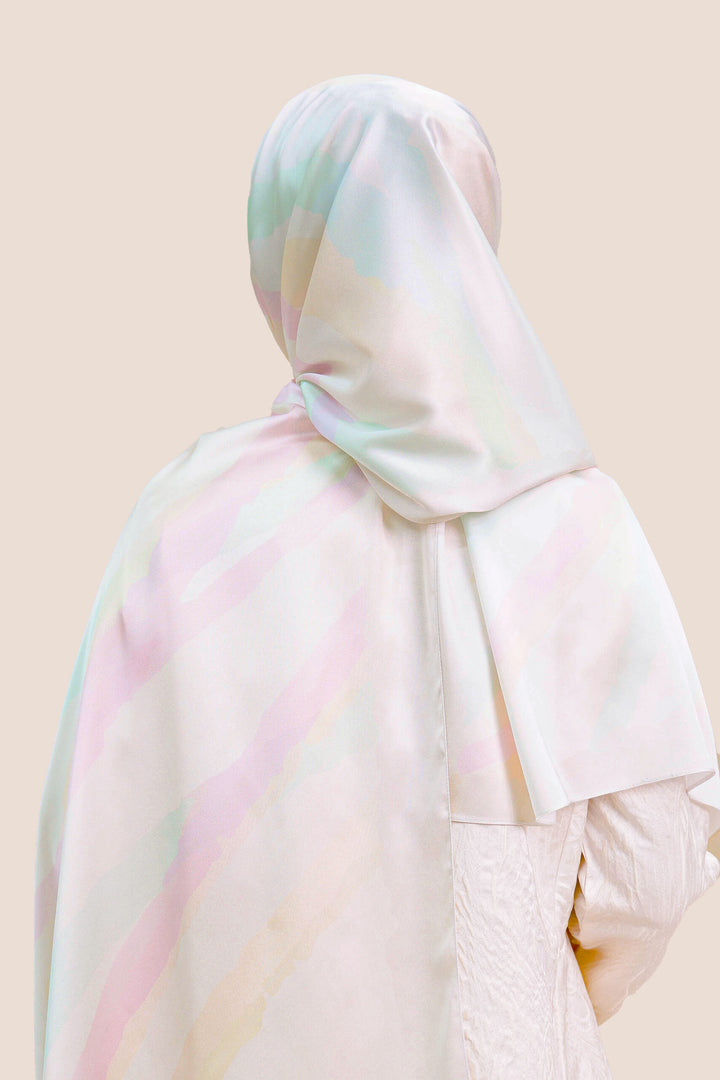 Qaisara Satin Printed Shawl Rainbow