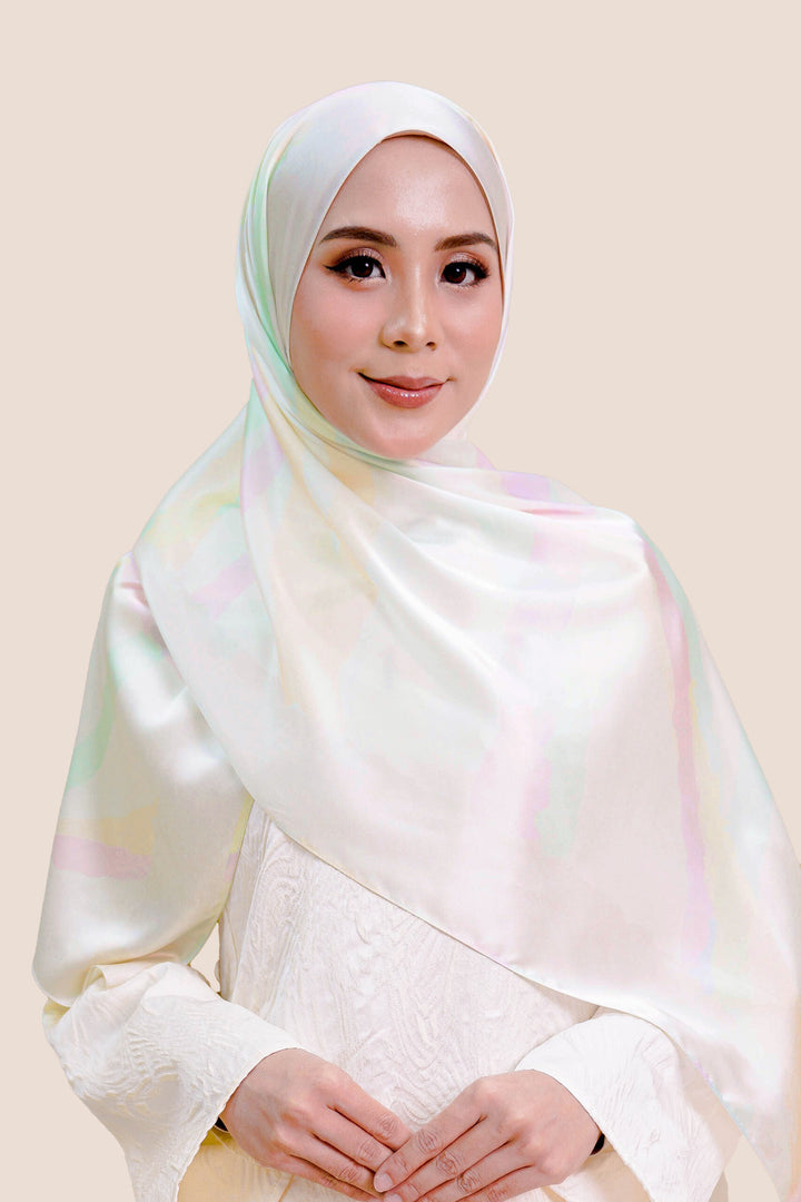 Qaisara Satin Printed Shawl Rainbow