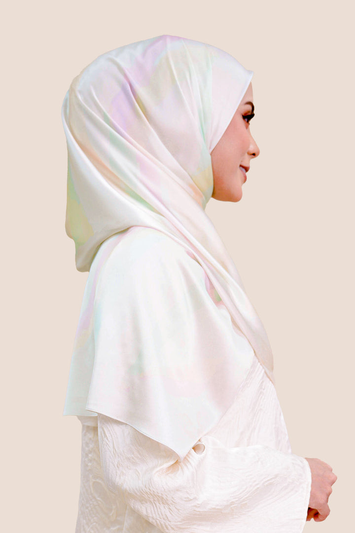 Qaisara Satin Printed Shawl Rainbow