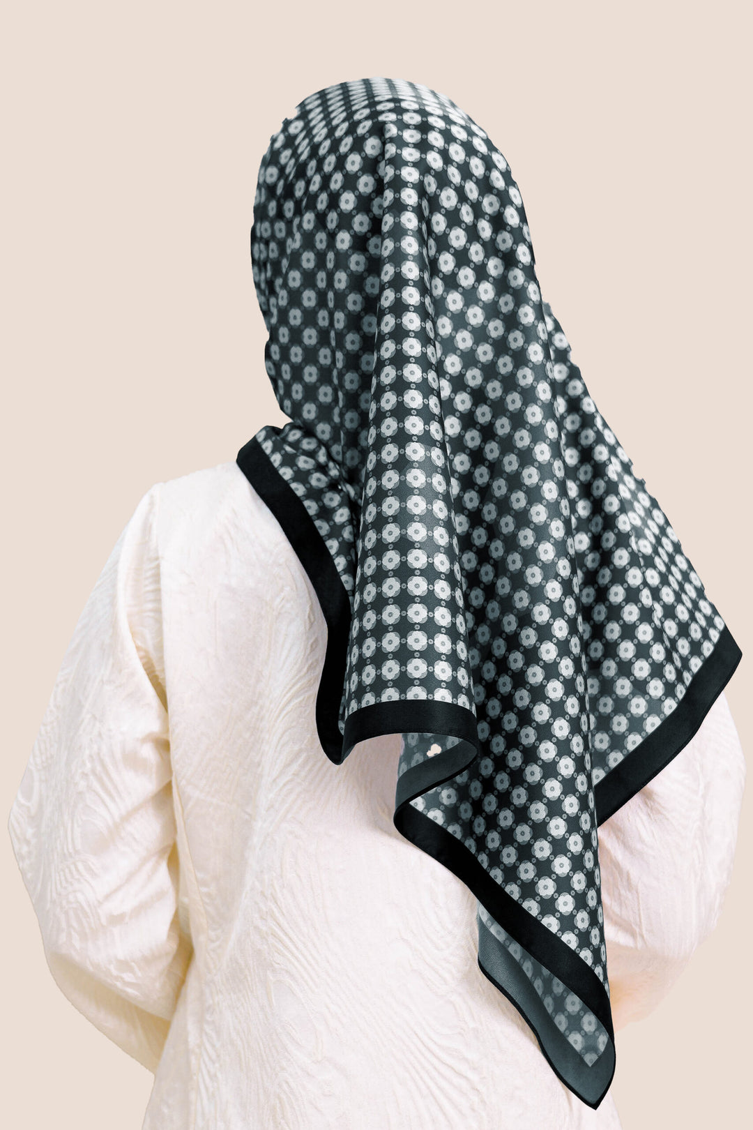 Zayna Satin Printed Shawl Black