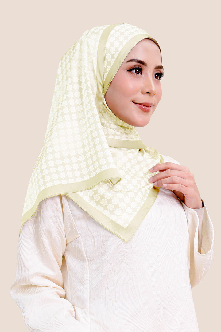 Zayna Satin Printed Shawl Gold