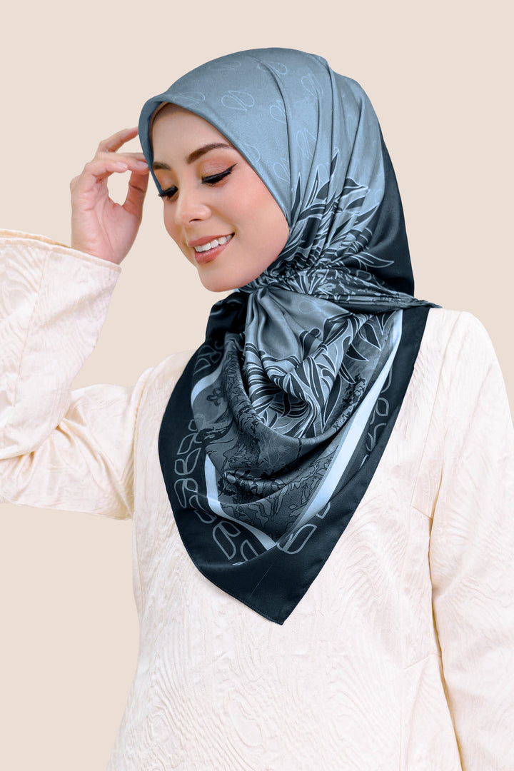 Sumayyah Satin Printed Dark Grey
