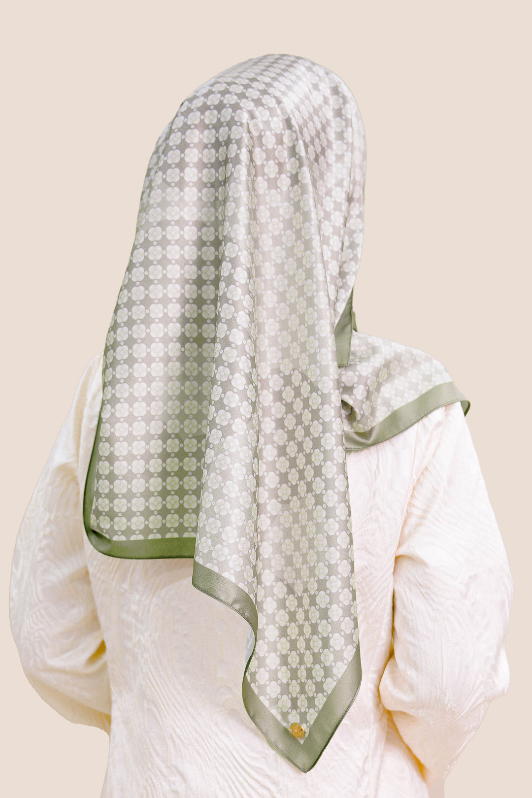 Zayna Satin Printed Shawl Olive