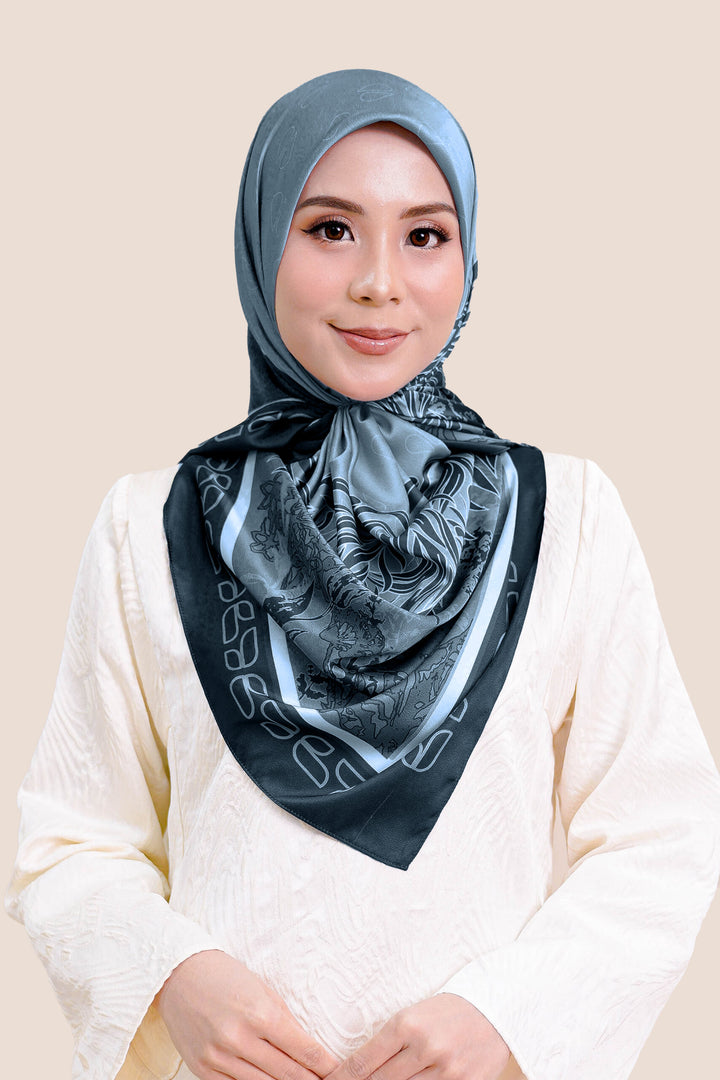 Sumayyah Satin Printed Dark Grey
