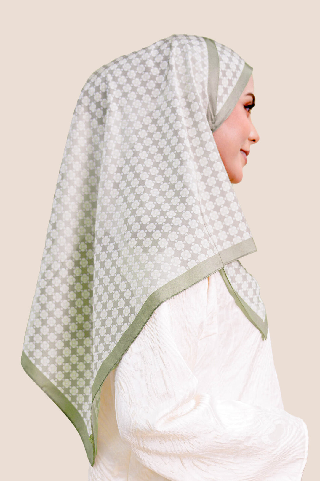 Zayna Satin Printed Shawl Olive
