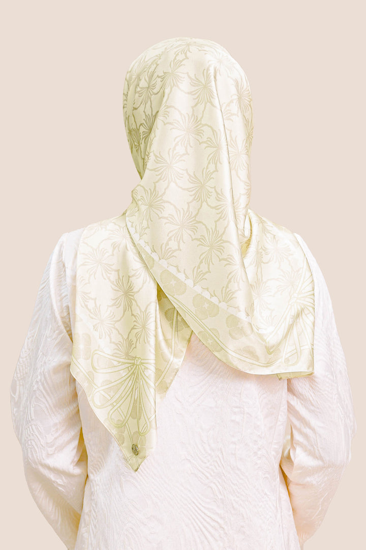 Khawlah Satin Printed Square Yellow