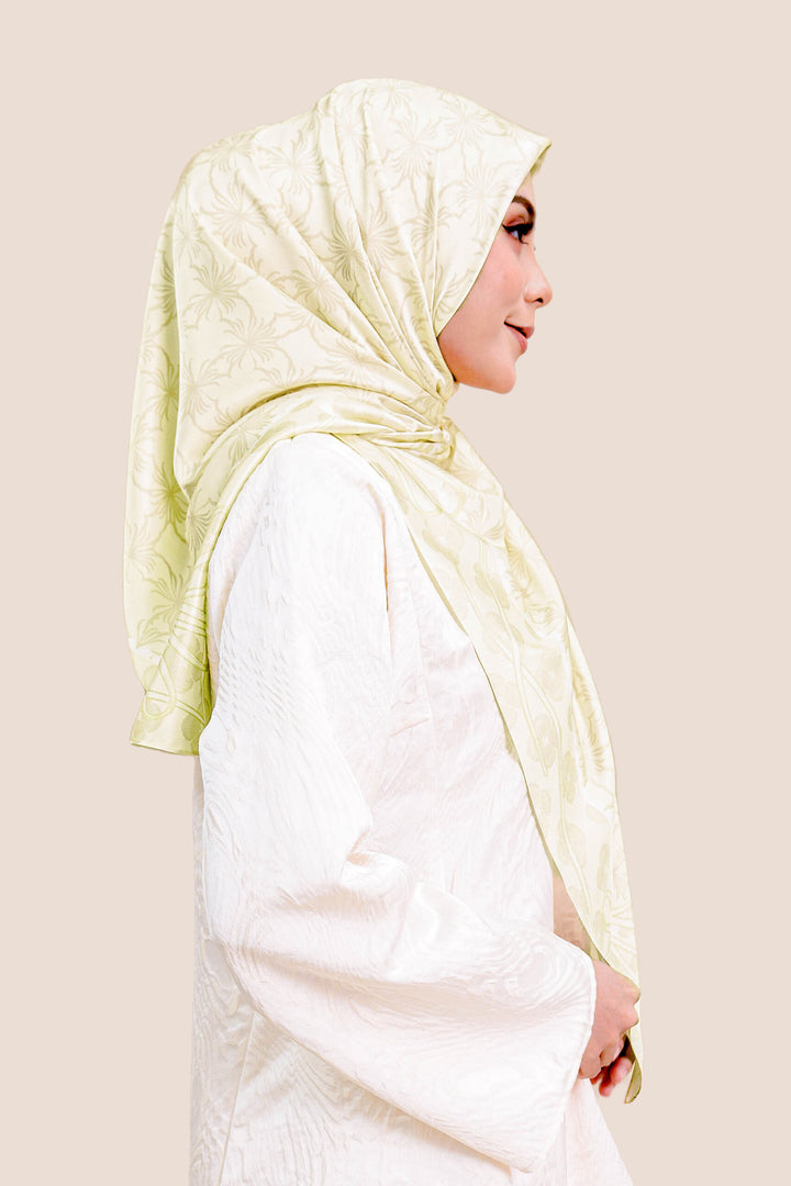 Khawlah Satin Printed Square Yellow
