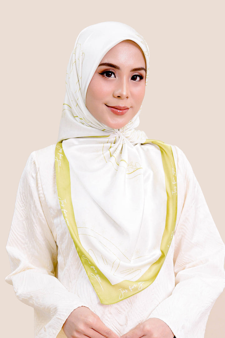 Khadeeja Satin Printed Square Gold