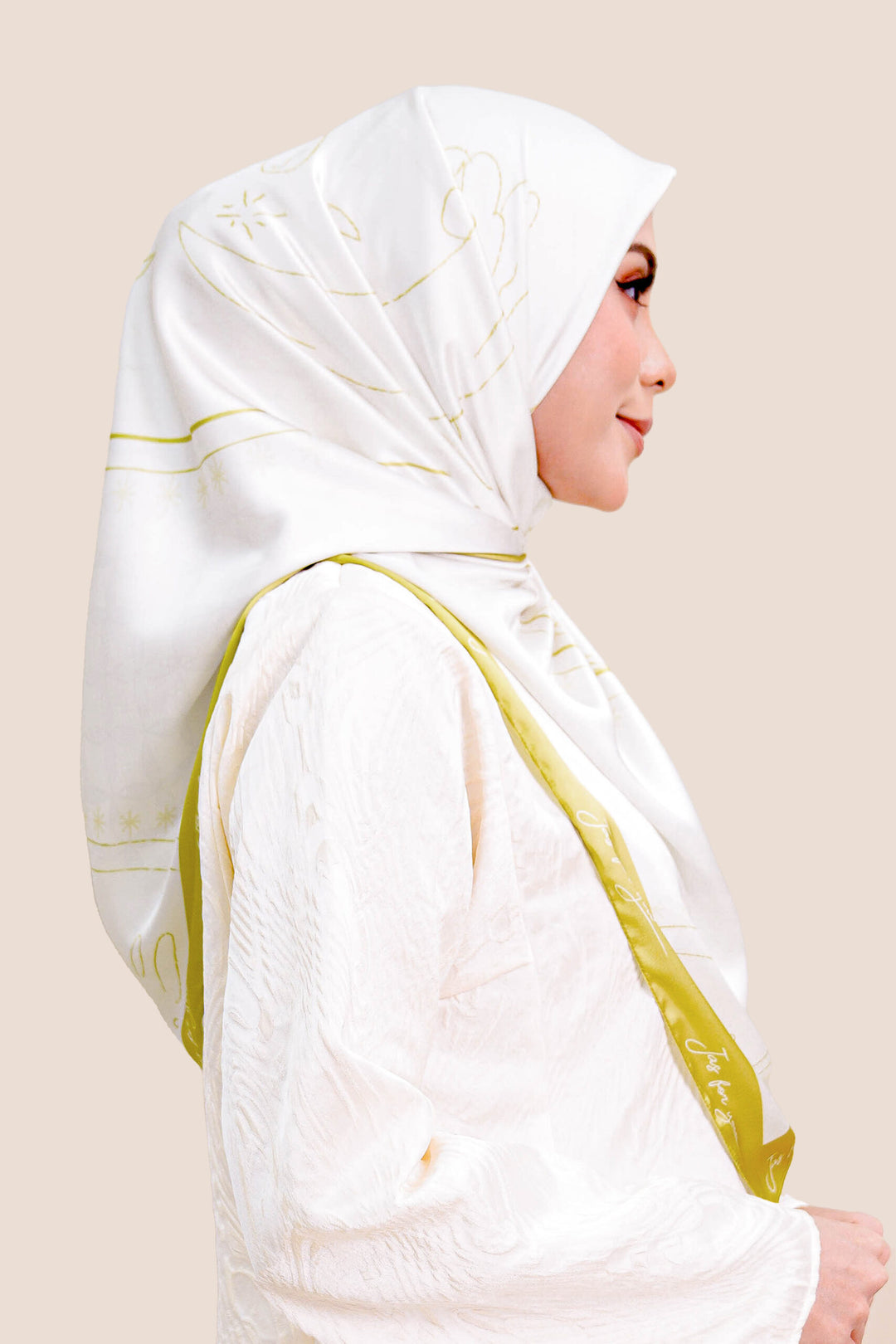 Khadeeja Satin Printed Square Gold