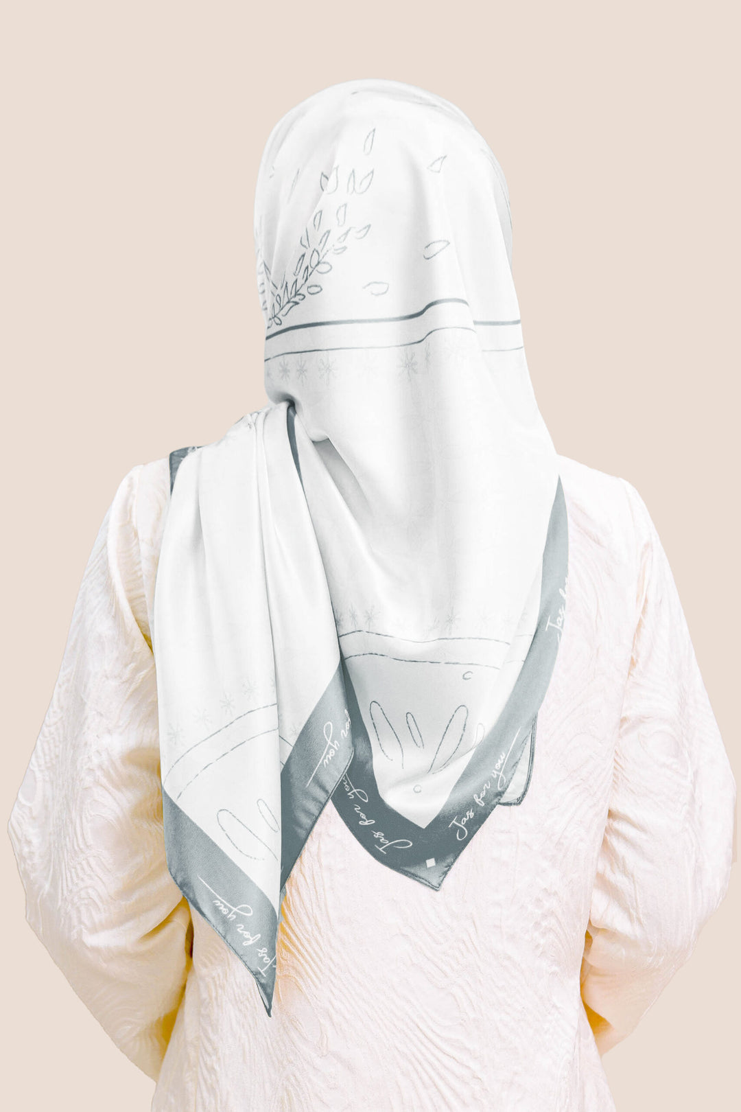 Khadeeja Satin Printed Square Silver
