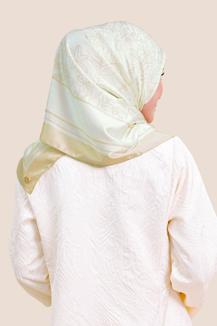 Azura Satin Printed Shawl Beige