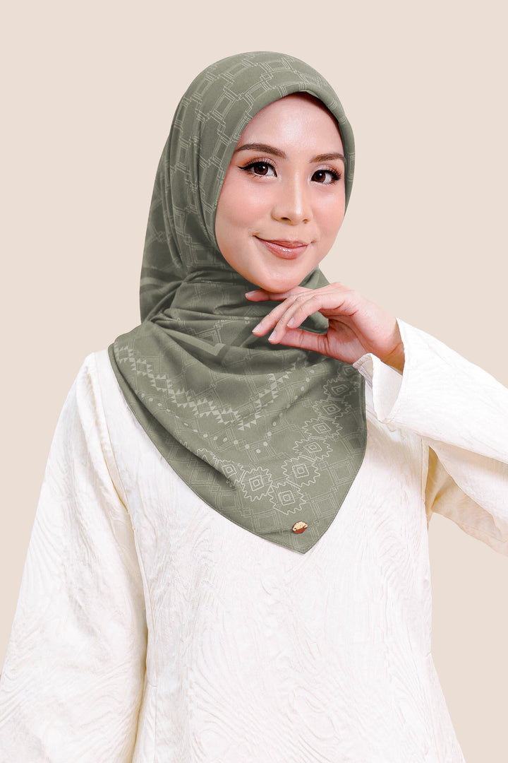 Inara Chiffon Printed Khaki Green