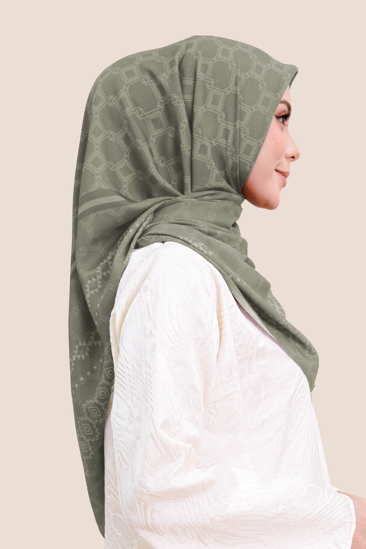 Inara Chiffon Printed Khaki Green
