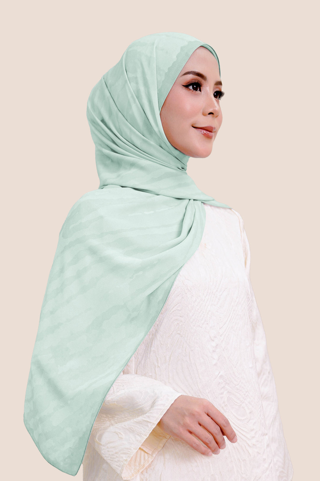 Safira Chiffon Shawl Printed Light Green