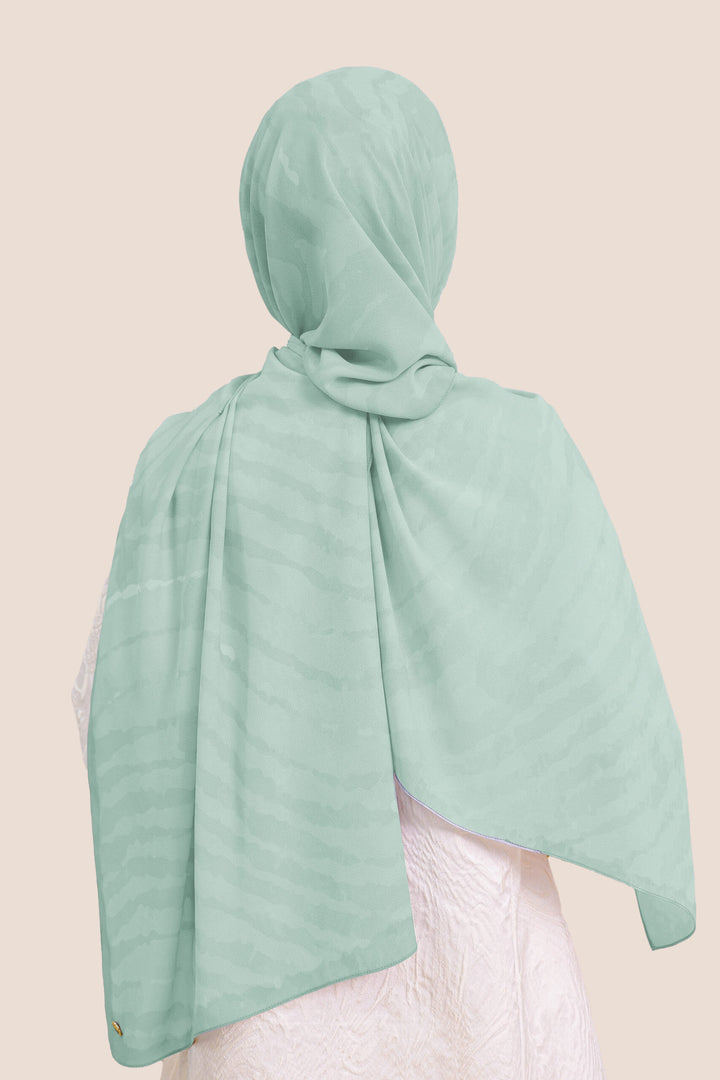 Safira Chiffon Shawl Printed Light Green