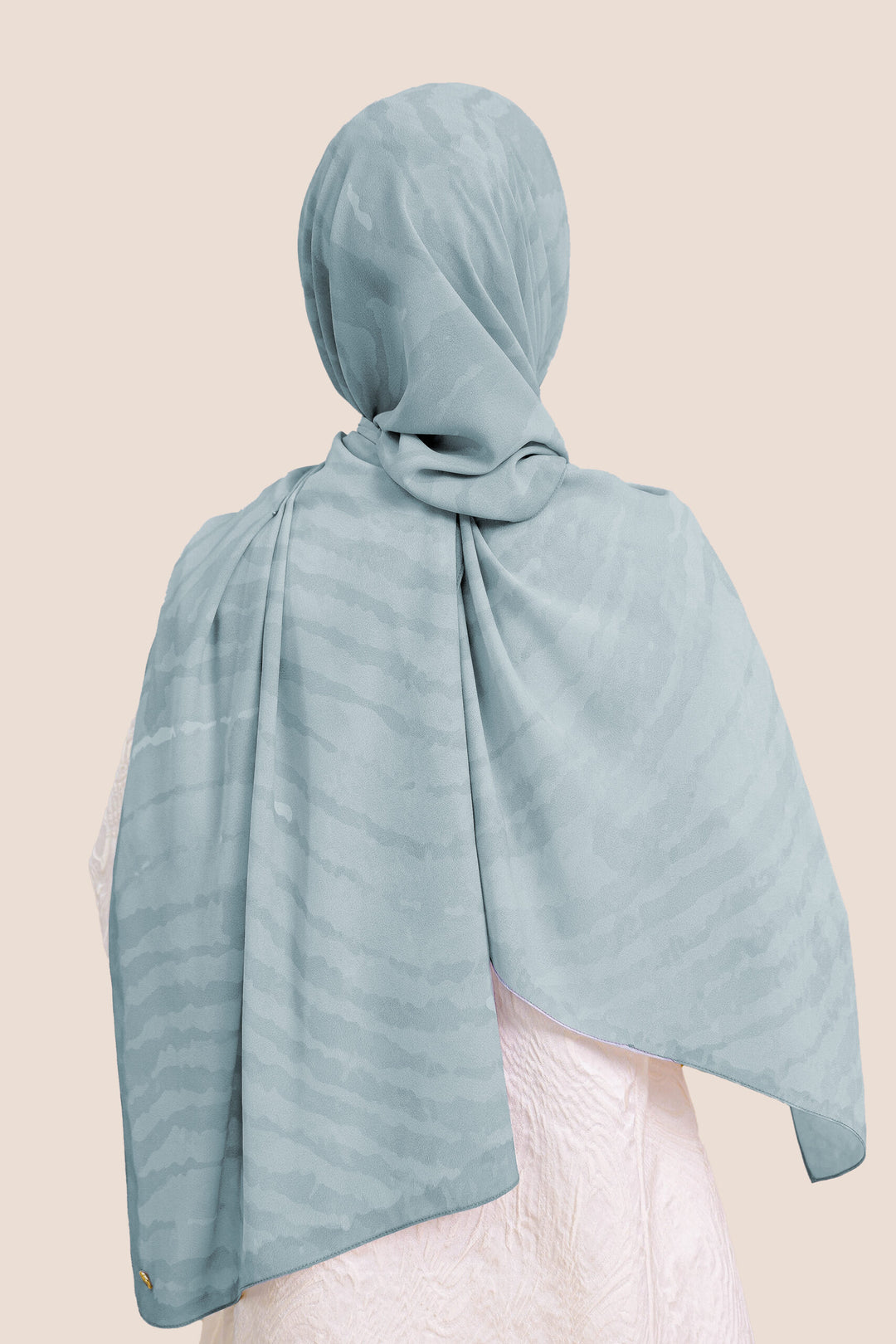 Safira Chiffon Shawl Printed Grey Blue
