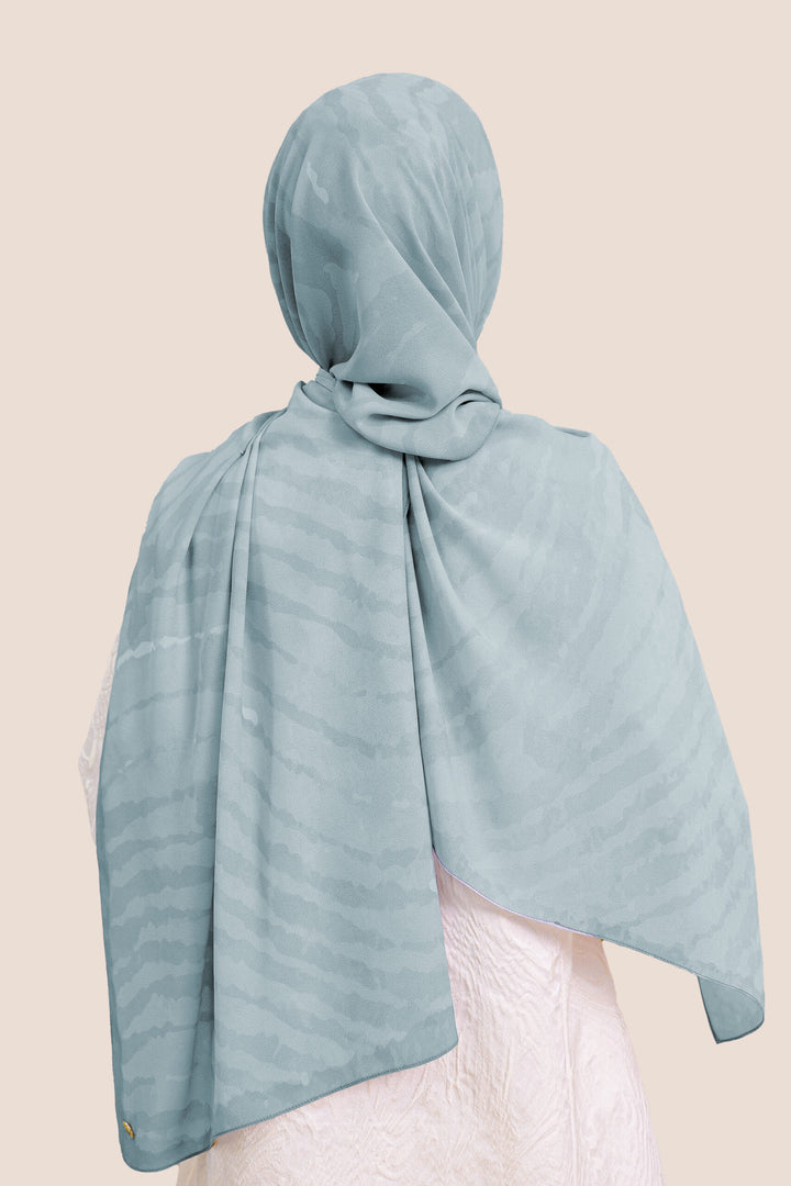 Safira Chiffon Shawl Printed Grey Blue