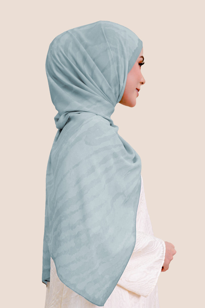 Safira Chiffon Shawl Printed Grey Blue
