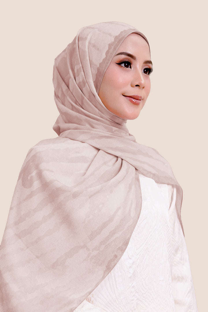 Safira Chiffon Shawl Printed Pink